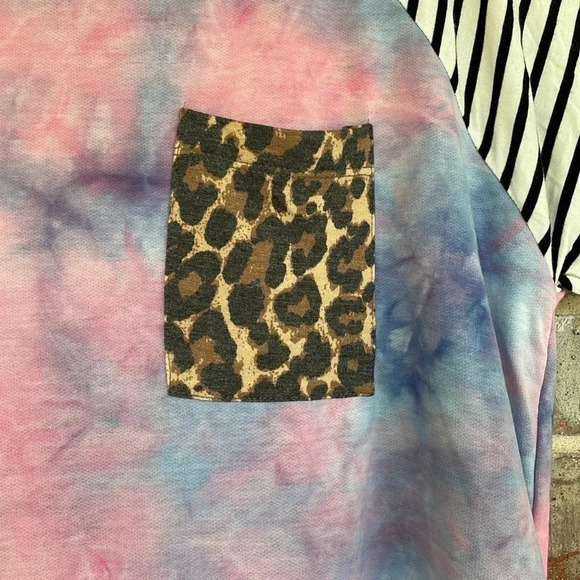 Lovely Souls Blue Pink Tie Dye Raglan Short Sleeved T-shirt - Picture 2 of 9